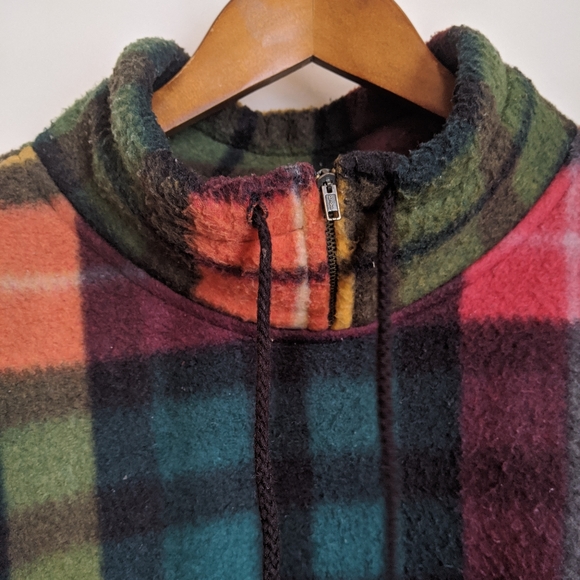 Vintage 90s Limited Multicolor Plaid Longsleeve Half-Zip Fleece Pullover - Picture 7 of 16